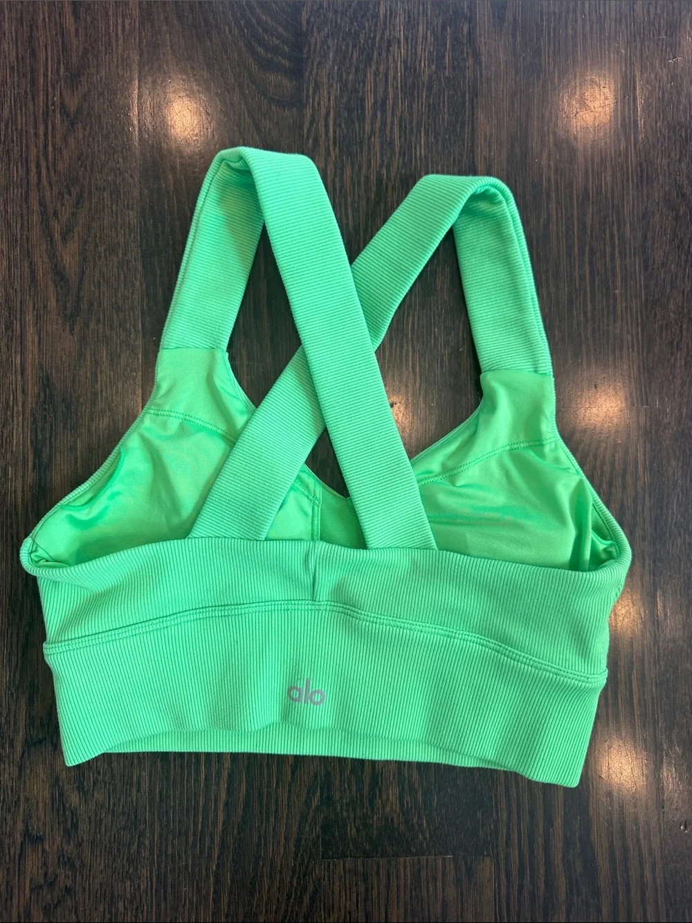 ALO Yoga Neon Green Cross-Back Sports Bra - Picture 2 of 3